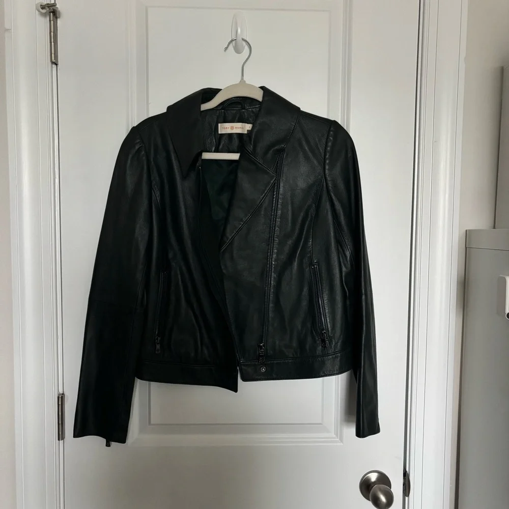 Tory Burch Harper Leather Moto Asymmetrical Jacket